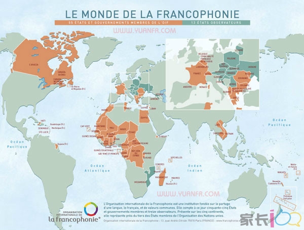 世界上讲法语的40多个国家和地区